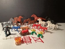 Vintage 1950s 60s Plastic Cowboys Indians Horses Some Tim Mee