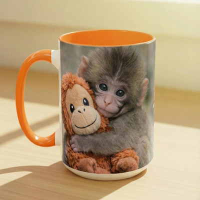 Punch The Monkey Ceramic Mug, Viral Panchi-kun Japanese Macaque Cup, Emotional S