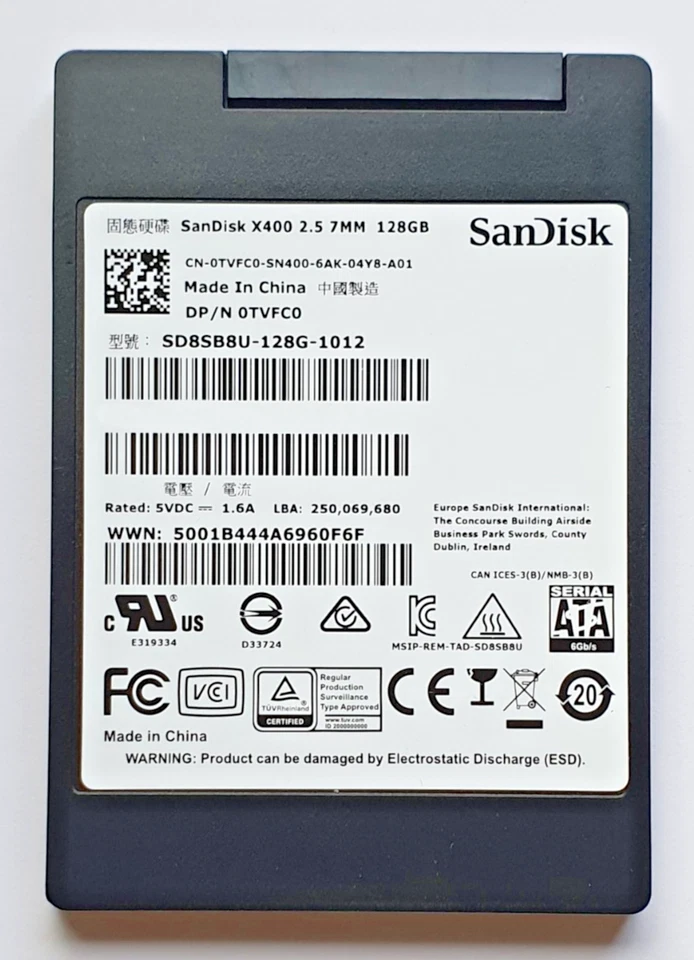 128 GB SATA III SanDisk X400 SSD SD8SB8U-128G-1012 3D-NAND TLC 2.5" Festplatte - Bild 1 von 1
