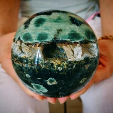 4.62LB Natural Moonstone Ball Quartz Crystal Polishing Ball Healing Decoration