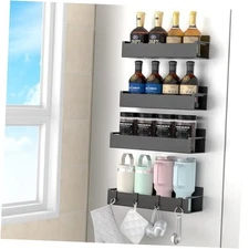 Magnetic Spice Rack Organizer for Refrigerator and Oven Fridge 4 Pack Black