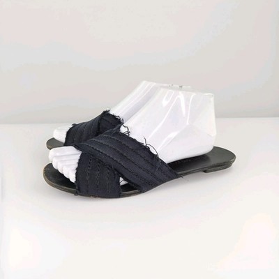 Pedro Garcia Zissi Slide US 7.5 Eur 38 Navy Crisscross Flat Sandals 