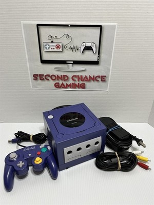 Nintendo GameCube Purple Indigo Console System Bundle-DOL-001 with Controller