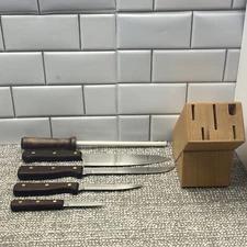 Old Homestead Knife Set 4 Knives Sharpener With Holding Block