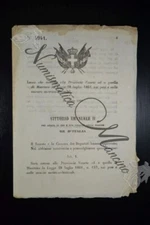 Royal Decree VEII Law Weights and Measures extended to Venetian provinces and Mantua 1869