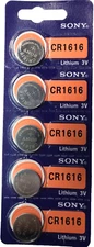 CR1616 SONY MURATA 5PK 3V LITHIUM (GREAT EXP 2034) DL1616 ECR1616 FREE SHIP&TRAK
