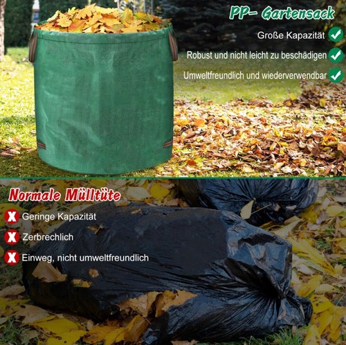 4/8tlg Gartensack Säcke Laubsack Gartenabfallbehälter 272/300L Gartentasche - Bild 12 von 28