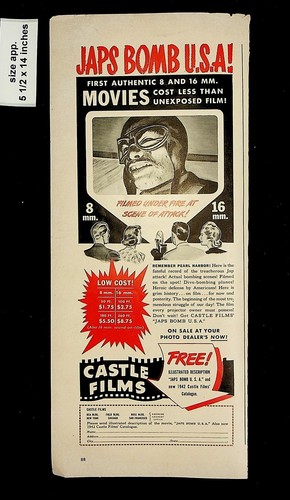 1942 Castle Films Japs Bomb USA Vintage Print Ad 015906