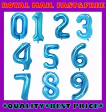 40" Giant Foil Blue Number Balloons 0-9 Air Helium Birthday Party Balloon Age