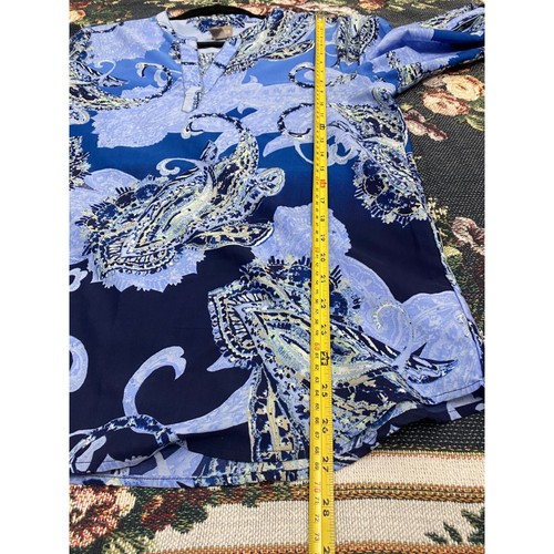 Camicetta Boho floreale Chico's donna taglia media blu ufficio carriera vacanze - Foto 6 di 11