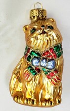 Golden Cat Glass Christmas Ornament Small