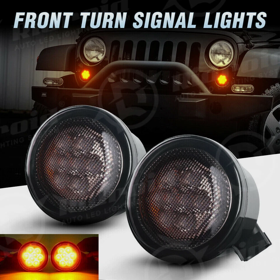 Luces LED de señal de giro delanteras + luces de guardabarros laterales para Jeep Wrangler JK 4 PIEZAS Foto 3 de 4