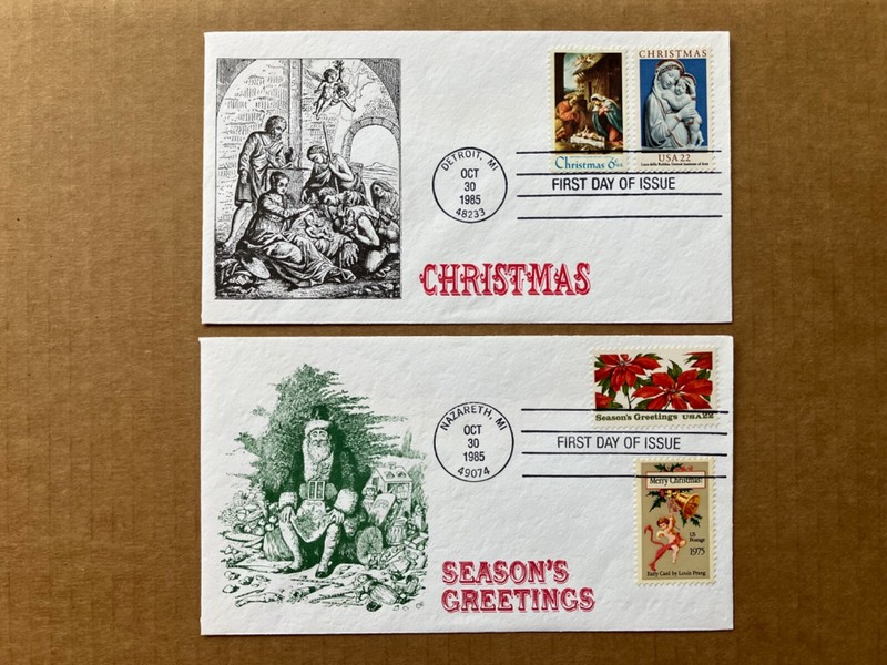 1985 22c Christmas 2165-2166 KMC Venture Combination FDC Set of (2)