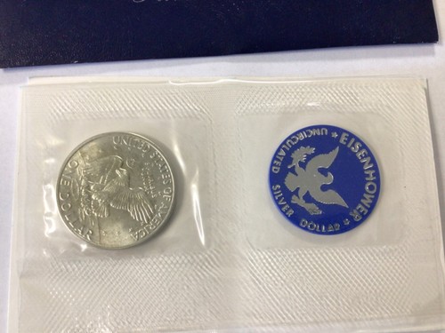 1971 S Eisenhower UNC Blue Pack 40% Silver Ike Dollar US Coin - Picture 7 of 10