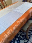 Les Tissages Soliel Cotton Orange Tan Tablecloth made in France