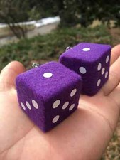 Purple White Fuzzy Dice New Product Car Or Truck Hand Made In Usa Car Charms