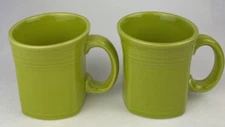 2 Fiesta Fiestaware HLC Green Square Bottom 12 oz Coffee Mug Excellent