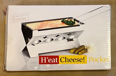 NIB! NEW RACLETTE H'EAT CHEESE! HOME SWISS DESIGN W/CANDLES PORTABLE!