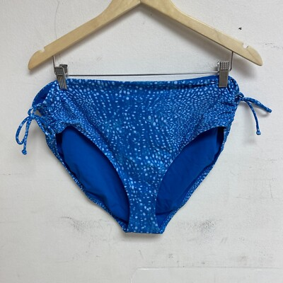 #ad CALIA Women#x27;s Mid Rise Ruched Side Swim Bottom DEEP SEA DOTS ROYAL WSA23402PRT $16.89