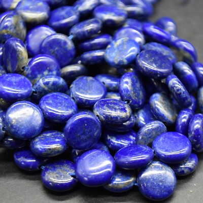 Natürliche Lapislazuli Edelstein Scheibe Münze Perlen - 12 mm - 15 Zoll Strang