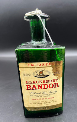 Vintage Holmegaard Blackberry Bandor Green Liquor Bottle with Metal stopper