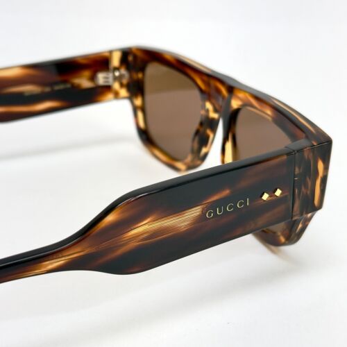 GUCCI Brown Stripe Havana Diamond 1262 Unisex Chunky Bold Gg1262S Sunglasses 004 - Picture 3 of 10