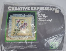 Creative Expressions Gingham Garden Pillow Needlepoint Kit 10" x 10" NIP
