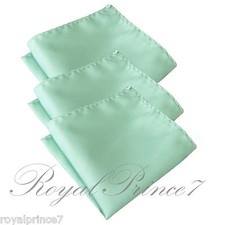 3x Lt Mint Green Micro Fiber Solid Handkerchief Only Pocket Square Hanky Wedding