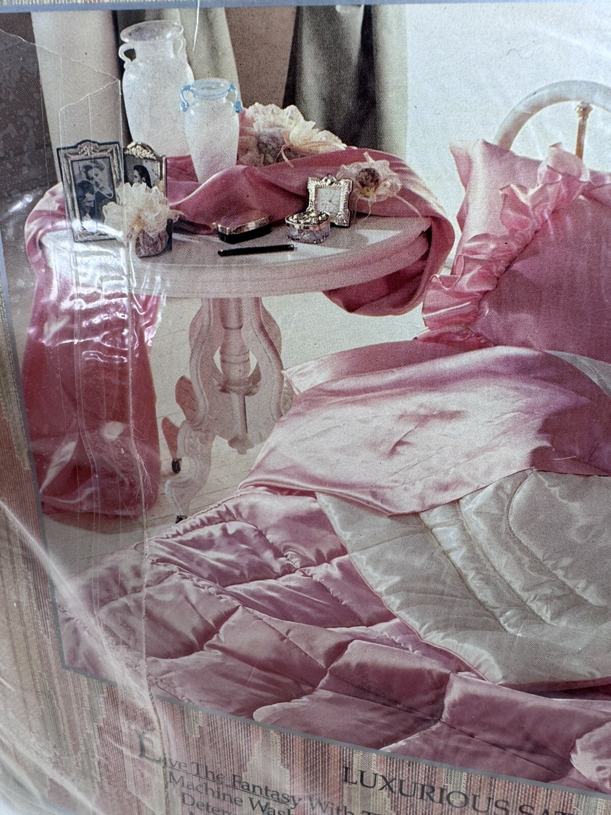 Vintage Satin King Ivory FITTED Sheet Fantasies By Morgan Taylor USA New Sealed