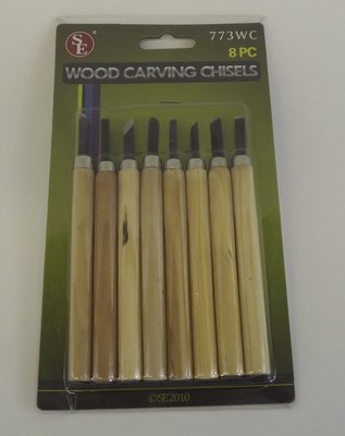 New Wood Carving Chisels 8 Pc Set Heat Treated Steel Blades-CLOSEOUT GREAT BUY