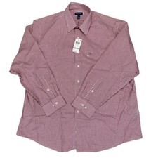 Club Room Mens Classic Regular-Fit Plaid Dress Shirt White Red XL