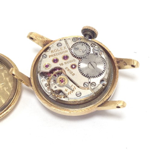 Rolex Precision 18Kt Yellow Gold 18 Rubies Manual Wind Watch Head Does Not Run - Picture 12 of 21