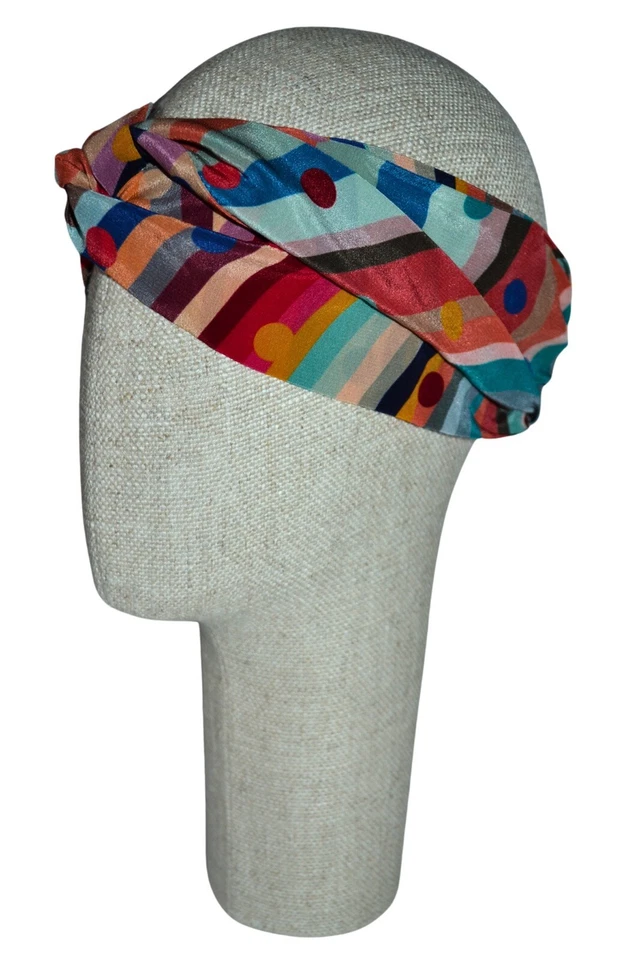 Paul Smith Mainline Femmes Signature Rayé Soie Turban Neuf - Photo 3/4