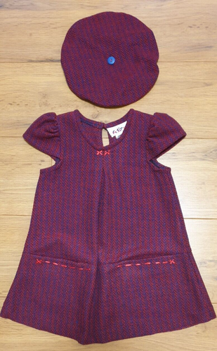 kastanienbraunes Jersey Wollkleid 2-3 Jahre, Kappenärmel
