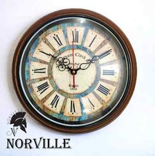 Ancienne Horloge Murale Ronde en Bois Vintage Horloge Maison Salon Décoration...