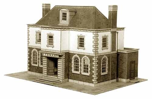 Superquick Police Station/Public Library Railway OO Gauge Die Cut Card Kit B25