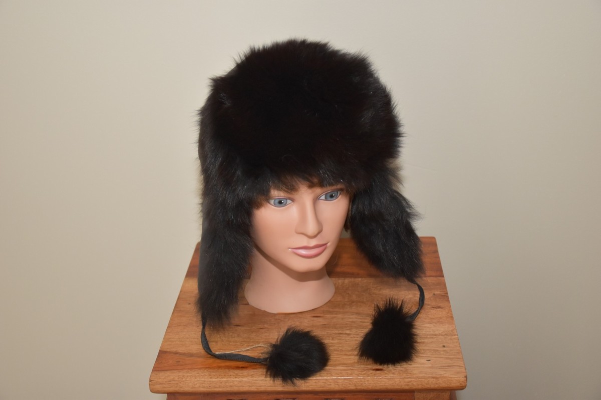 GENUINE FOX FUR TROOPER Trapper HAT NATURAL SUPER THICK FUR  display picture 1