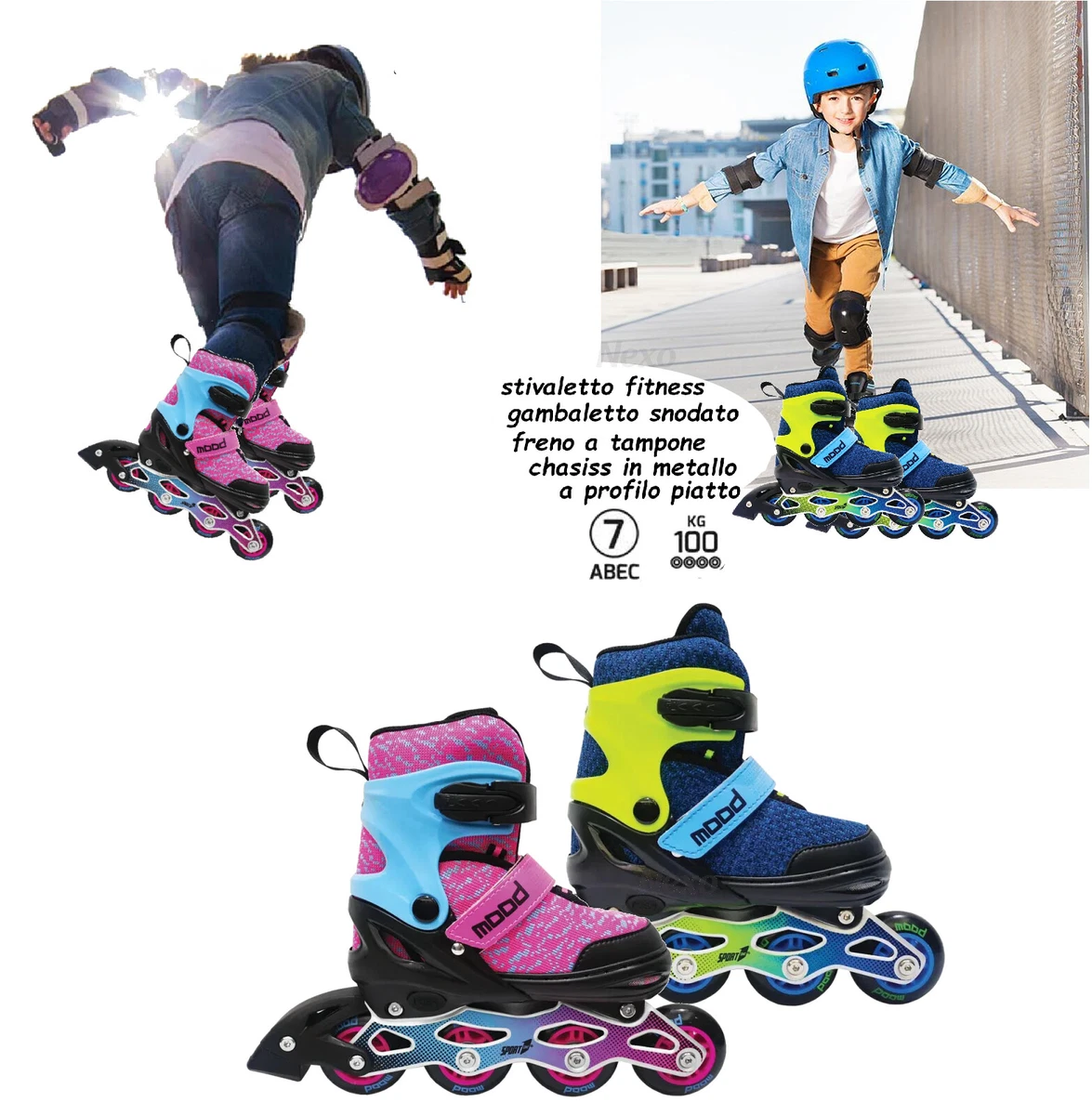 Nils Extreme Smart 4 In 1 – Pattini Regolabili Per Bambini E Ragazzi: In Linea, Ghiaccio, Rotelle E Triskate, Taglie 29-33, 34-38, 39-43 - 2