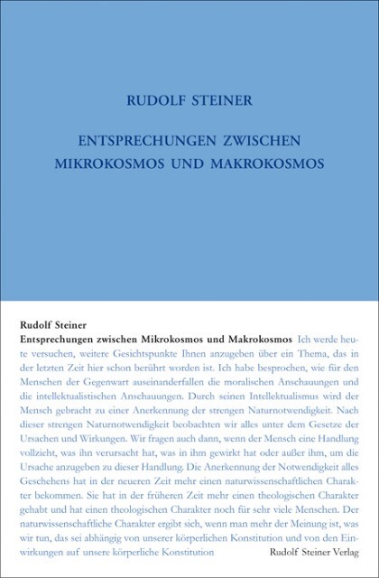 Entsprechungen Zwischen Mikrokosmos Und Makrokosmos Rudolf Steiner