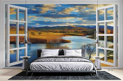 3D Window Mountain Landscape Wallpaper Wall Murals Removable Wallpaper 10