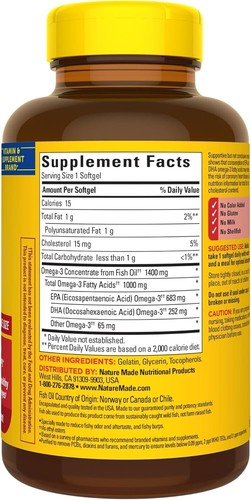 Burp Less Ultra Omega 3 Fish Oil 1400 mg - Heart & Brain Support, 90 Softgels - Picture 9 of 10