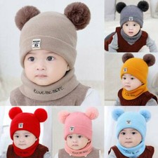 Toddler Kids Girl Boy Baby Winter Warm Hat Scarf Beanie Knit SKull Cover Hat Us