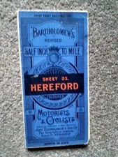 HEREFORD Vintage Bartholomew's Motorists & Cyclists Cloth Map SHEET 23