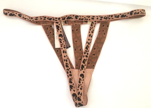 Victoria's Secret Very Sexy Leopard Thong Size S Strappy Bond Girl Gold Ring NWT - Picture 2 of 10