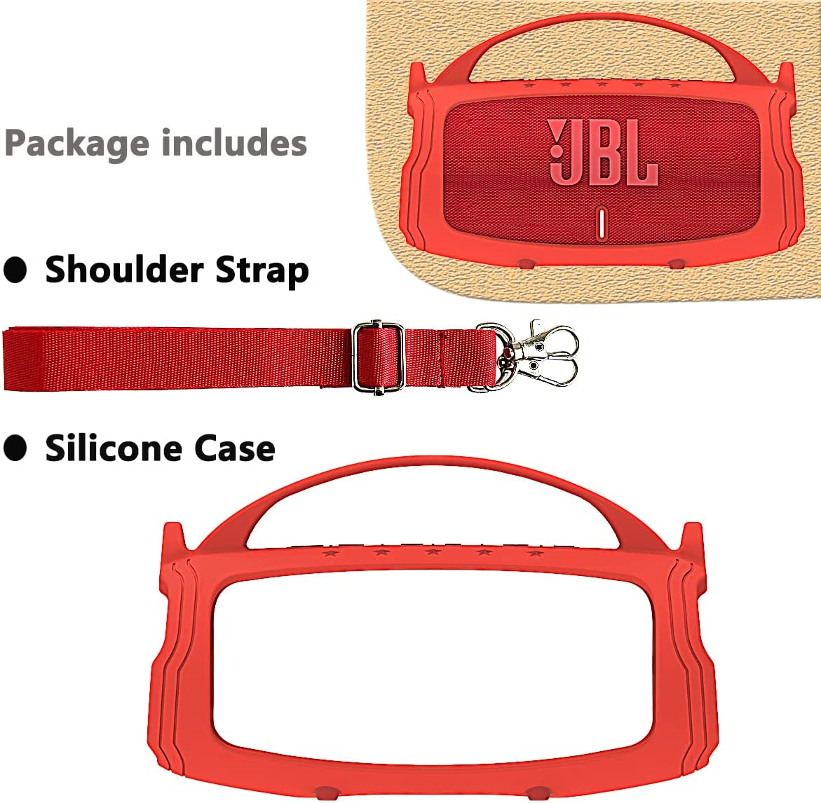 Silicone Cover Case for JBL Charge 5 Portable Bluetooth Speaker