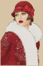 Art Deco Lady in Red Coat Counted Cross Stitch Chart No.1-53a 