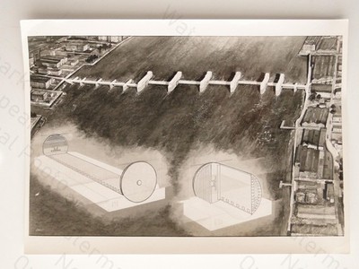Thames Barrier London Architectural Drawing Flood Defence GLC c1970s Photo