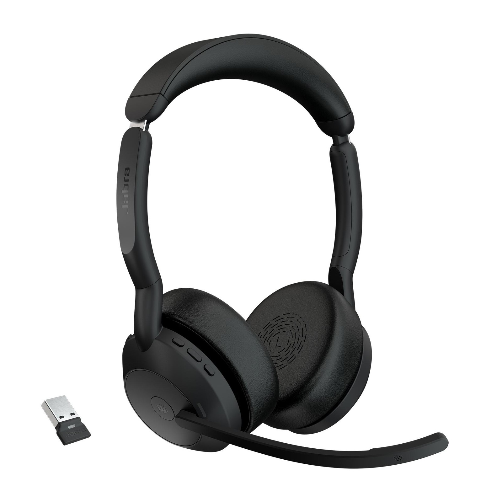Jabra Nero Evolve2 55 Ms Stereo Cuffie On Ear Bluetooth Stereo Eliminazione Del Rumore, Riduzione Del Rumore Del Microfono Headset Con Microfono, Muto, - Immagine 2