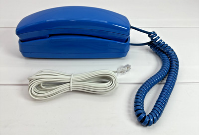 Vintage Telemax Slim Push Button Landline Phone  Bright Blue Tested/Works