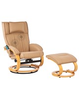 Massagesessel Mit Heizfunktion Timer Und FußHocker Kunstleder Hellbraun Majestic